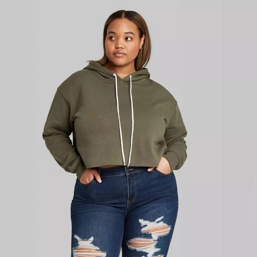 NWT, Size 2XL, Women's Cropped Hoodie - Wild Fable™, Olive (K30)